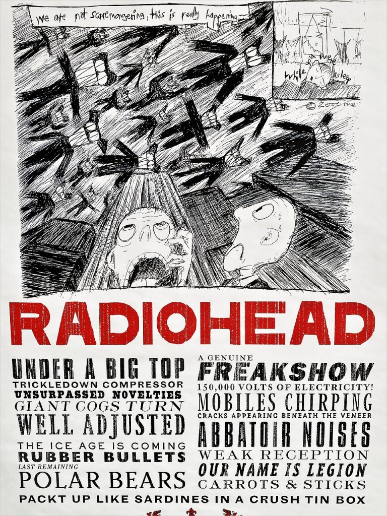 2001's Radiohead ”NOTICE TO THE PUBLIC Tour” 額入りポスター 