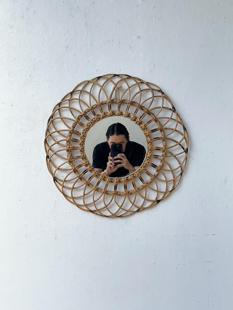 ヴィンテージ　ラタンミラー　アンティーク jugra_rattanmirror_00398M5X4_1