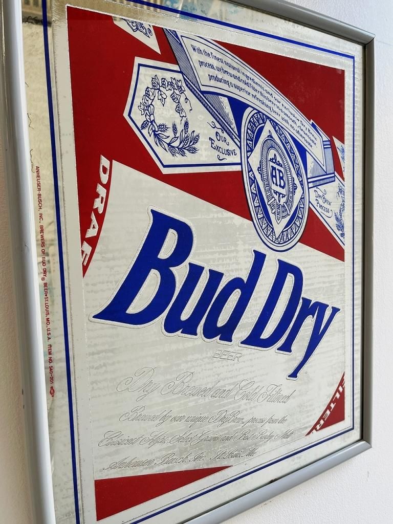 純正直営店 1992年 Budweiser 特大パブミラー アメリカアンティーク