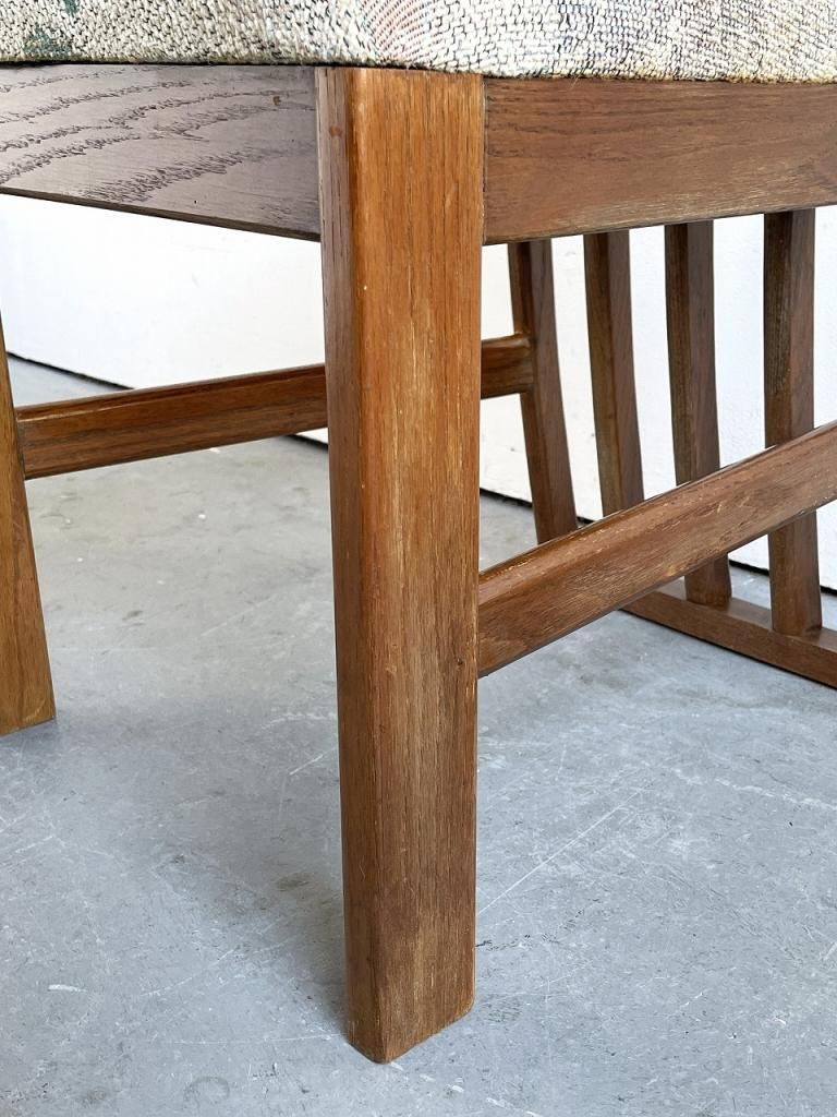 ヴィンテージ家具長椅子 アンティークのセティ、背もたれの透かし彫りが美しい長椅子