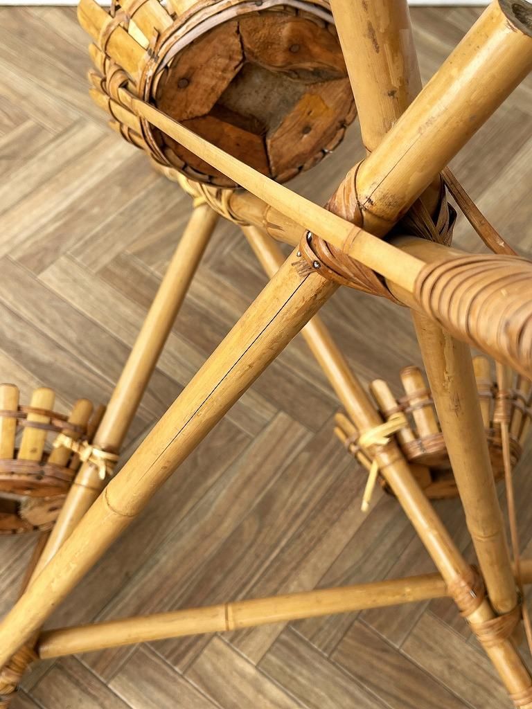 ヴィンテージバンブープランターラック バスケットラック