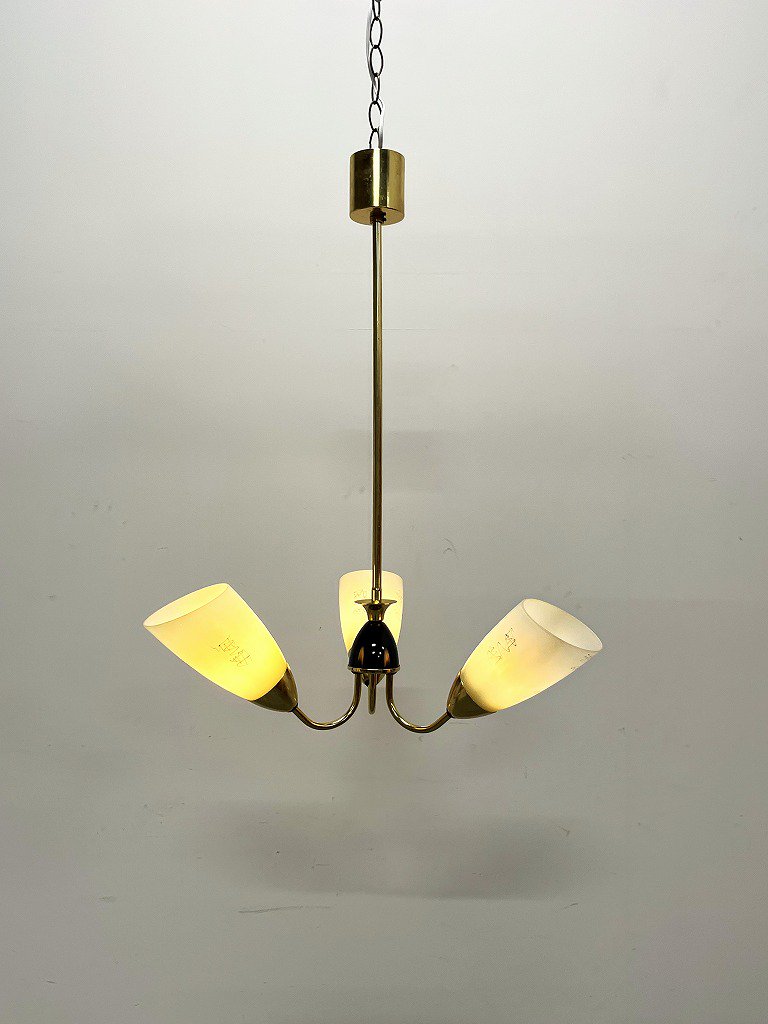 1950-60’s ヴィンテージ 3灯 カラーガラス モダンシャンデリア