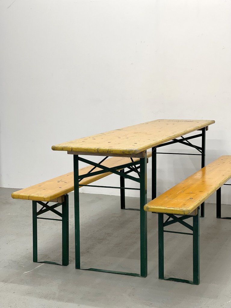 ヴィンテージ フォールディング ウッド テーブル/ベンチ セット�