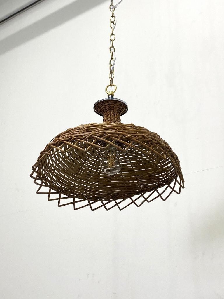 ラタンライト　ビンテージ家具　アンティーク家具 1960-70's ヴィンテージ ラタンシェード ペンダントランプ