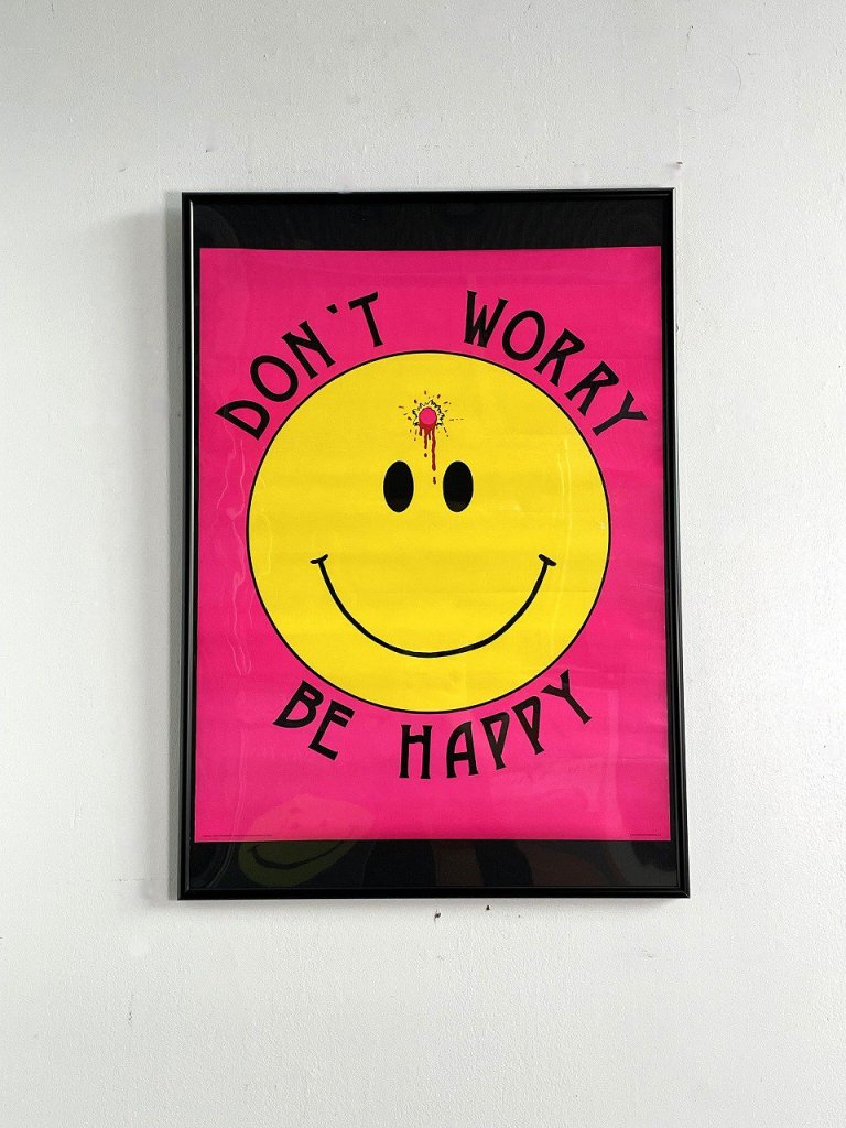 1989's ”DON'T WORRY BE HAPPY” 額入り ブラックライトポスター