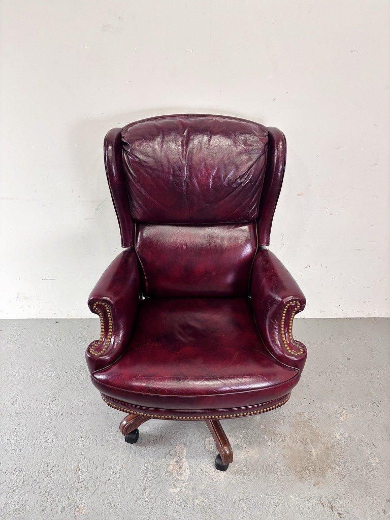 ヴィンテージ レザー デスクチェア - アンティーク、ビンテージの