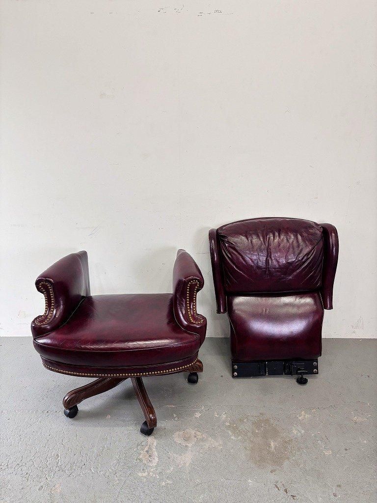 ヴィンテージ レザー デスクチェア - アンティーク、ビンテージの