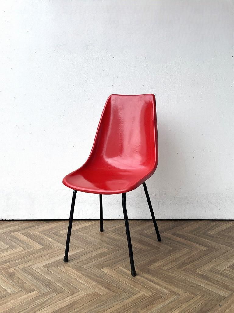 1970s アンティーク フレンチハリウッドスタイル アクリルガラス 折チェア 1960-70's ヴィンテージ ”Miroslav Navrátil” Vertexチェア(Red