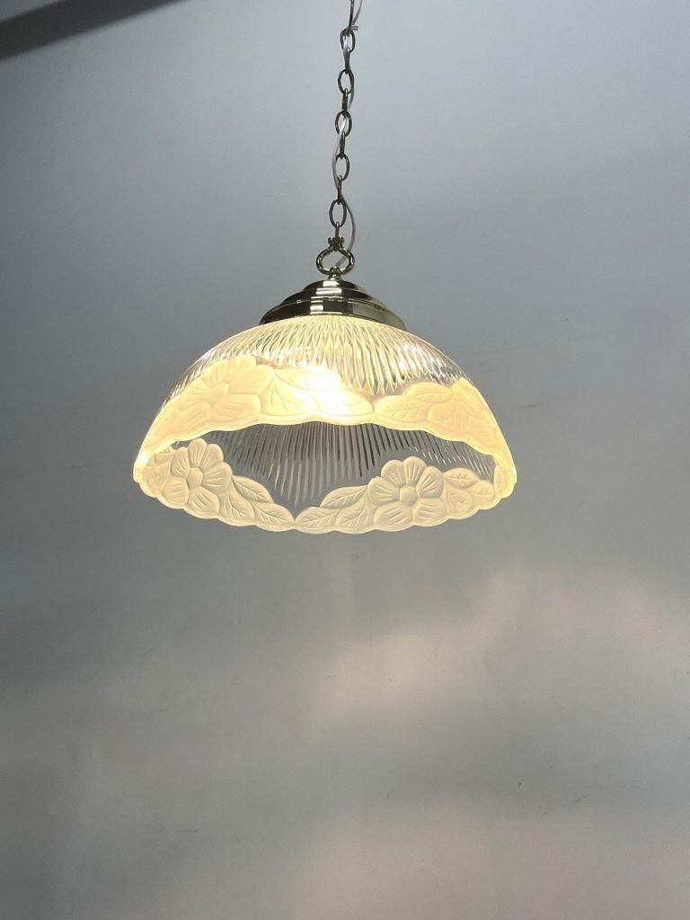 ヴィンテージ クリアガラス ペンダントランプ - アンティーク