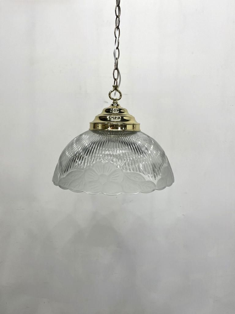 ヴィンテージ クリアガラス ペンダントランプ - アンティーク