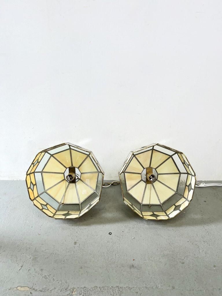 [美品]ステンドグラス　照明　アンティーク　ステンドグラスランプ 1970's ヴィンテージ ステンドグラス ペンダントランプ