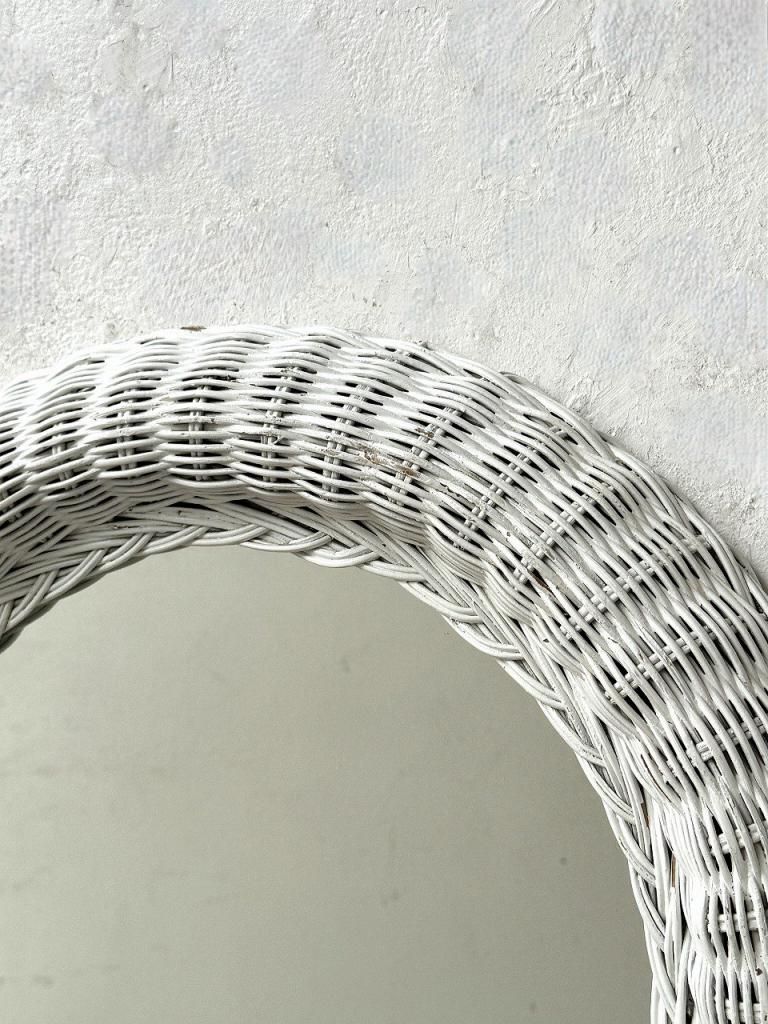 アンティーク　ラタン壁掛け鏡 東谷 鏡 壁掛け ミラー 壁面 ウォールミラー アジアン
