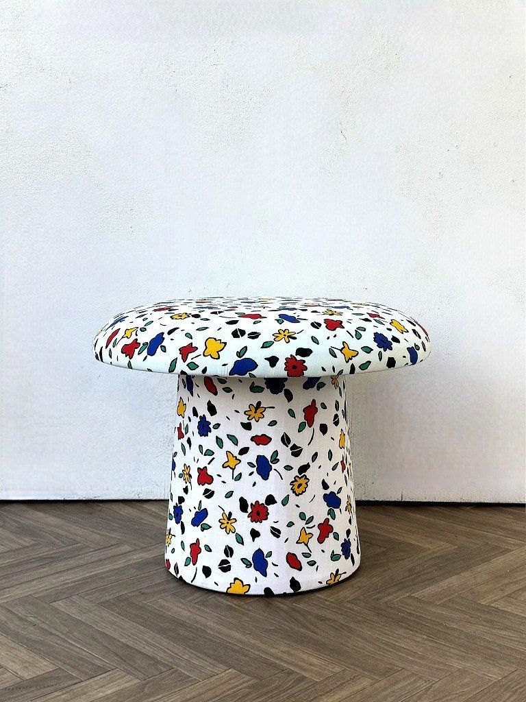 ヴィンテージ 70's フラワーデザイン ファブリック マッシュルーム