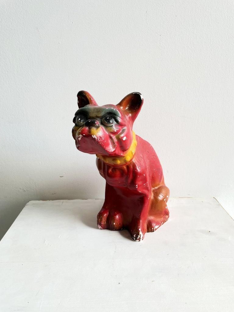 ビンテージ Chalkware Bulldog チョークウェア ブルドッグ 置物