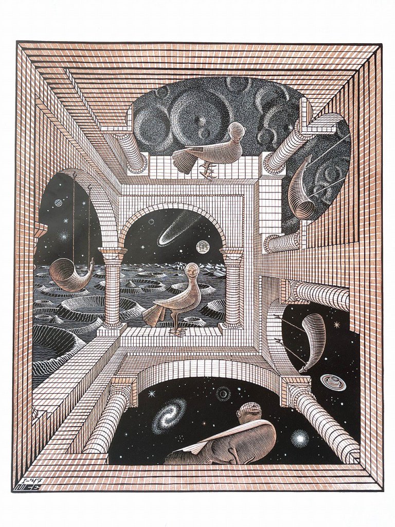 ヴィンテージ M.C. Escher ”もう一つの世界” 額入りポスター -  アンティーク、ビンテージのインテリア家具や雑貨、店舗什器の通販ならWANT ANTIQUE LIFE STORE