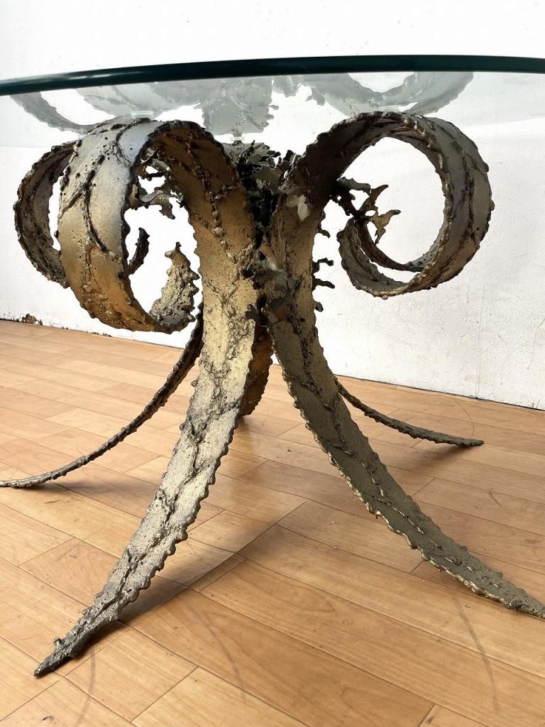 1960-70's ヴィンテージ アイアンベース ガラストップ サイド