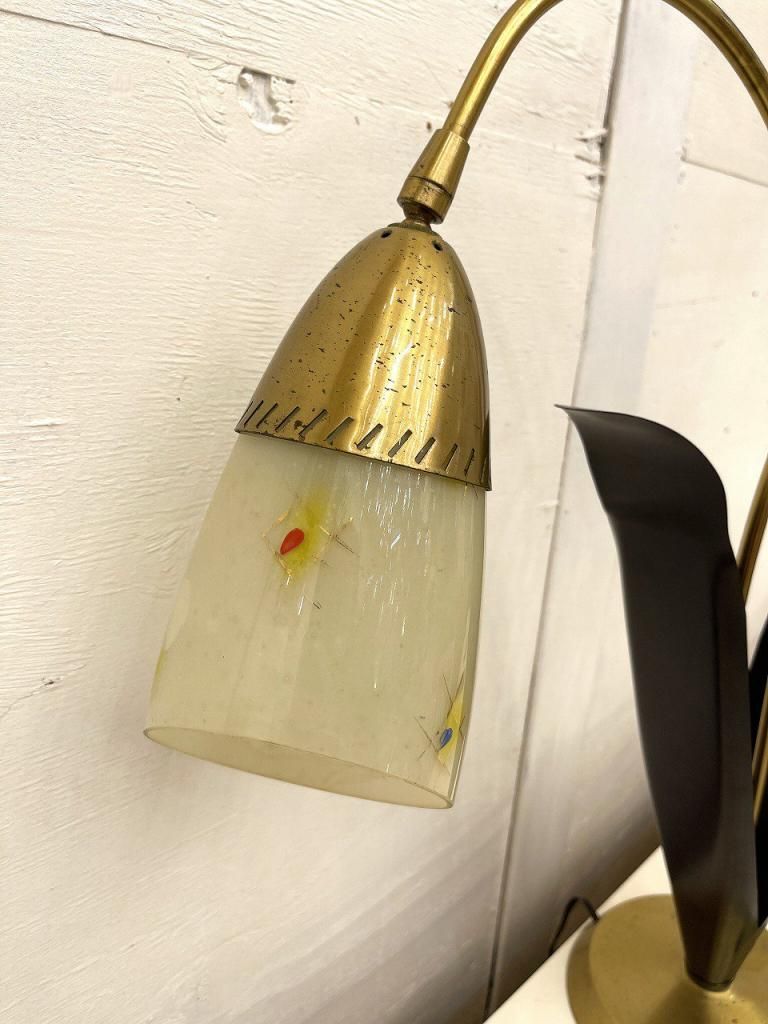 1950's ヴィンテージ 2灯 フラワーモチーフ テーブルランプ