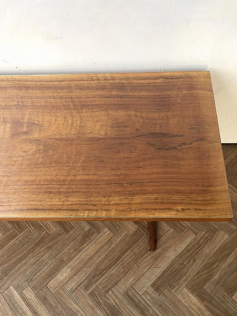 1960's ヴィンテージ ガラストップ ウッド ローテーブル
