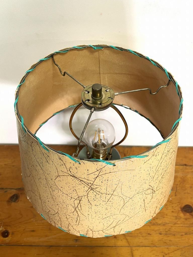 ビンテージ 陶器製ベース×ファブリックシェード テーブルランプ インド