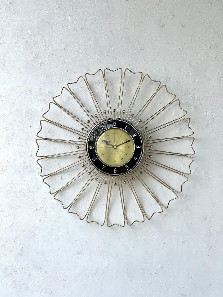 ビンテージ　スターバースト ウォールクロック　キャンドルホルダー 60's ビンテージ スターバースト ウォールクロック キャンドル