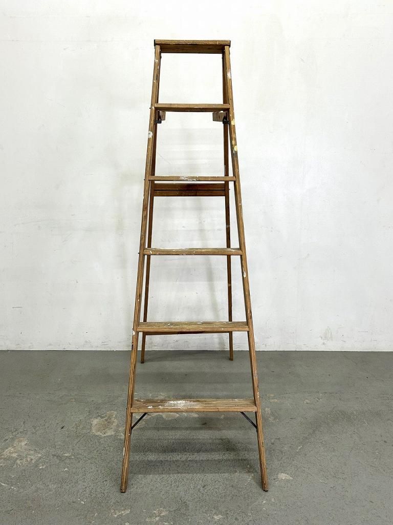 古道具アンティーク◾️木製無垢材 ラダー 梯子 はしご ディスプレイ用などに Amazon.co.jp: ディスプレイラダー3段 アンティーク風 (色