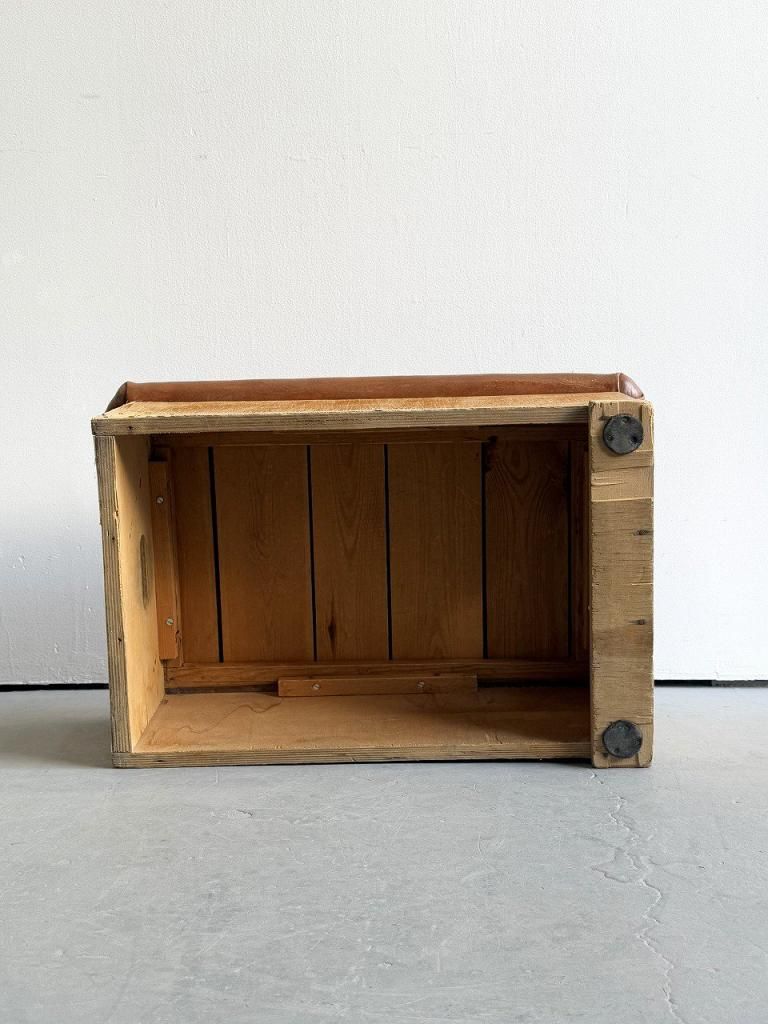 ヴィンテージ レザー ウッド スツール/オットマン - アンティーク