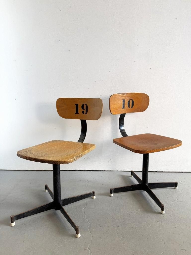 1940-50's ヴィンテージ ステンシル プライウッド デスクチェア