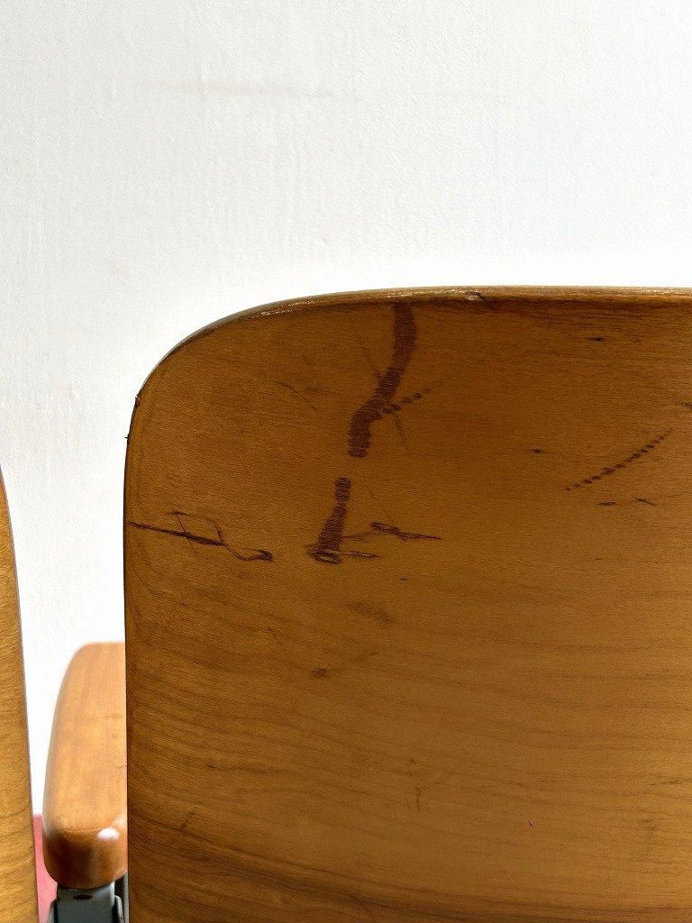 引き取り可能。　シアターベンチ　チェア　レトロ　ヴィンテージ　東京蚤の市 yf-025s_3.jpg