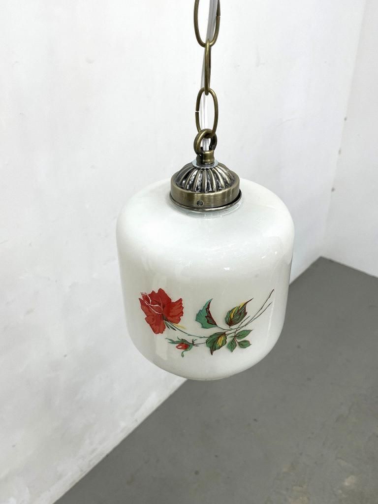 1960-70's ヴィンテージ ホワイトガラス ペンダントランプ