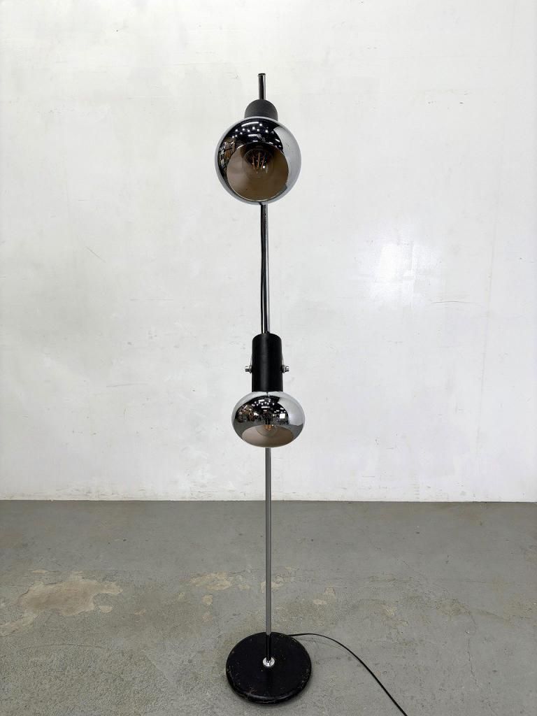 1960-70's ヴィンテージ 2灯 スチールフレーム フロアランプ