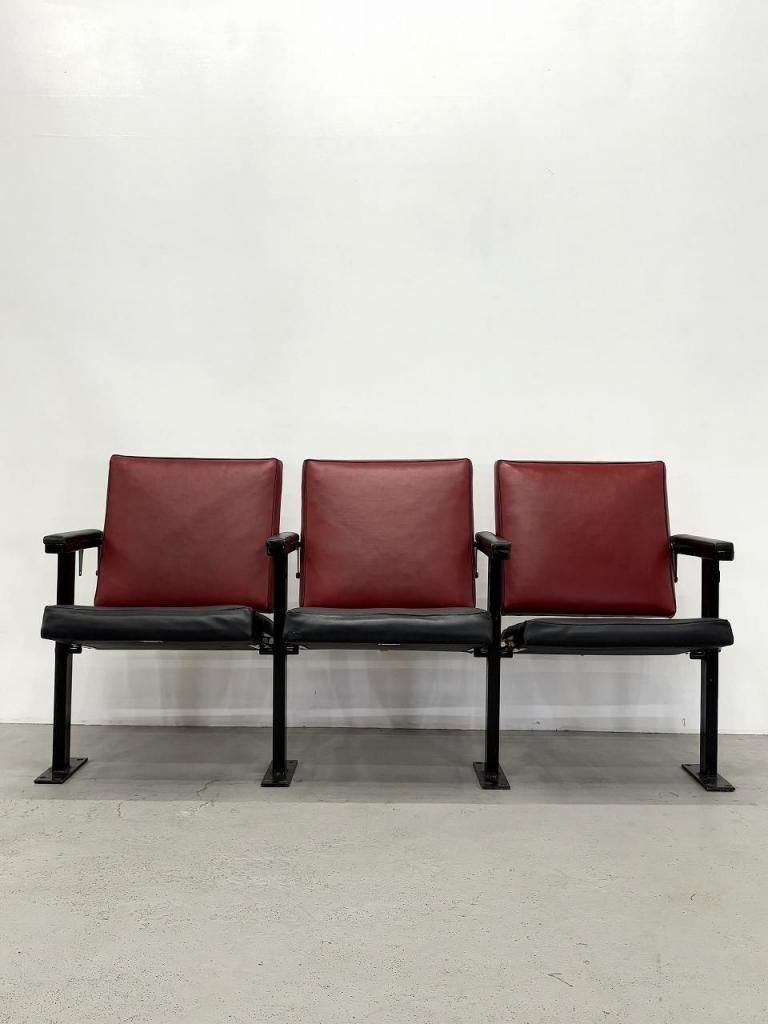 ヴィンテージ ビニールレザー 3シーター フォールディングチェア