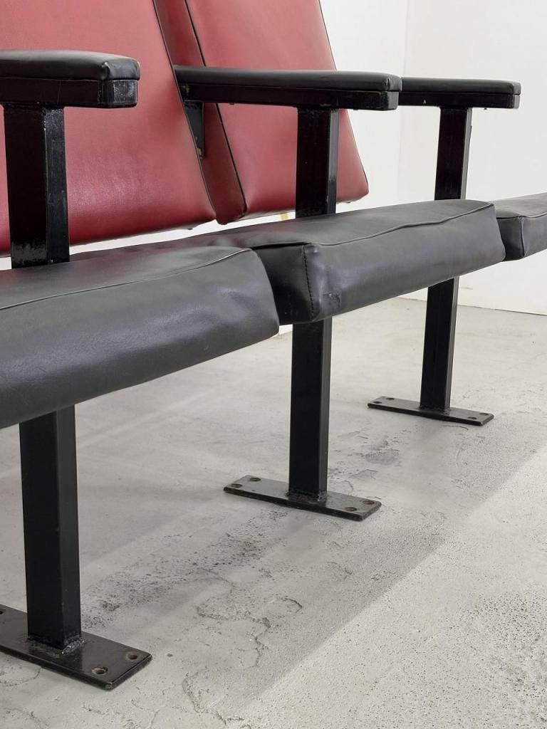 ヴィンテージ ビニールレザー 3シーター フォールディングチェア