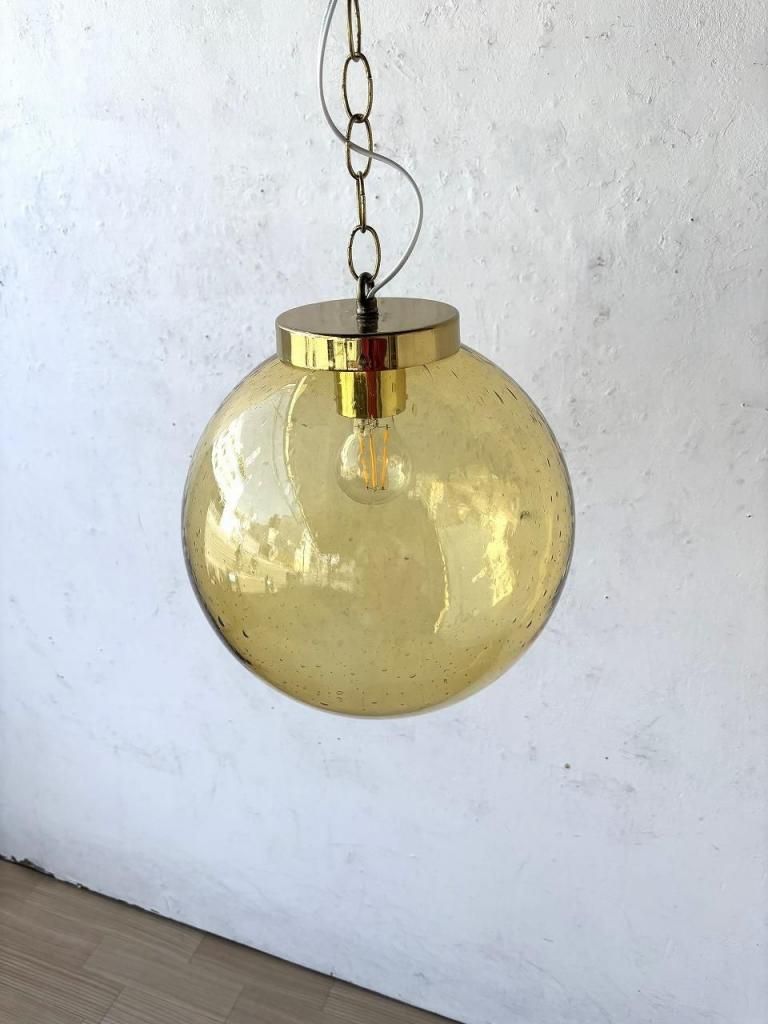 1960-70's ヴィンテージ アンバーガラス ペンダントランプ