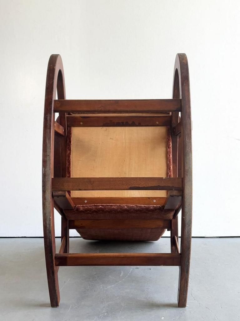 70s ロッキングチェア　曲木　オリーブ　ベロア　椅子　ビンテージ　ファブリック ヴィンテージ ウッド ファブリック ロッキングチェア