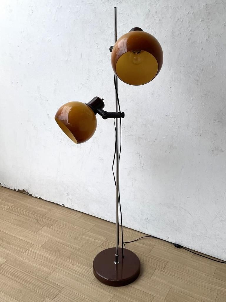 1970's ヴィンテージ 2灯 プラスチック シェード フロアランプ