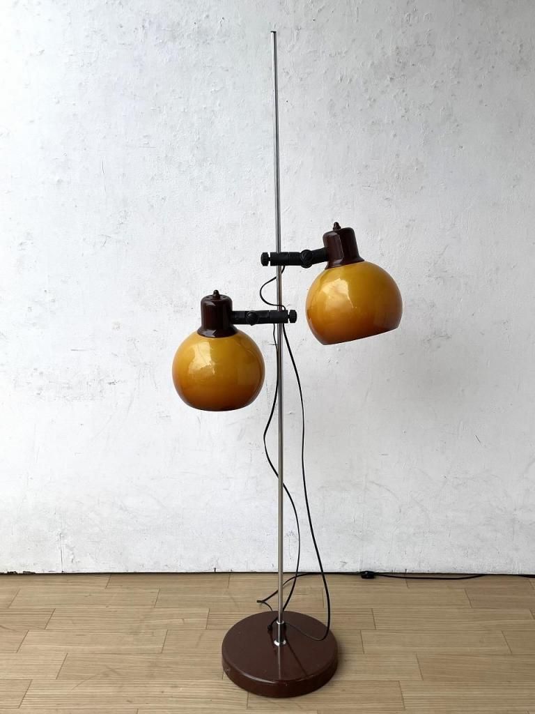 1970's ヴィンテージ 2灯 プラスチック シェード フロアランプ