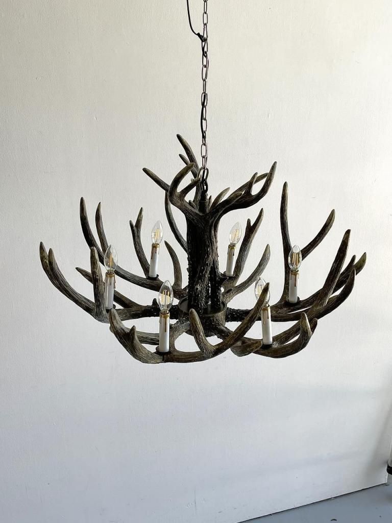ヴィンテージ フェイクホーン 6灯 シャンデリア - アンティーク
