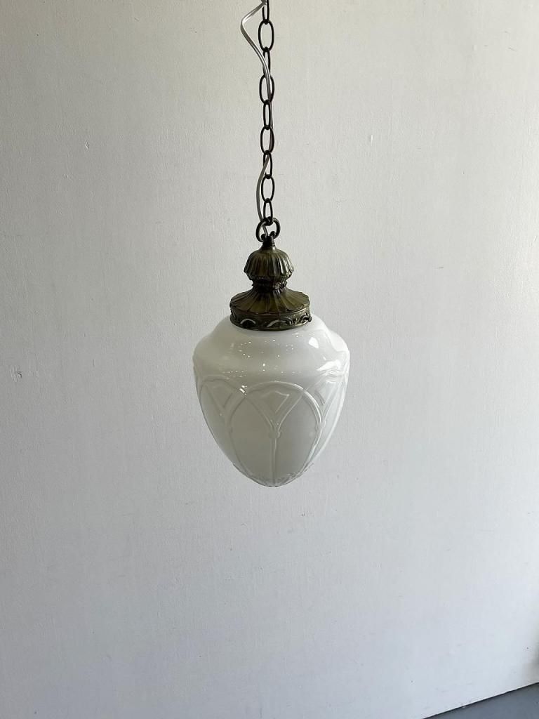 ヴィンテージ アンティーク ペンダントランプ ミルクガラス ヴィンテージ ミルクガラス ペンダントランプ｜アンティーク照明