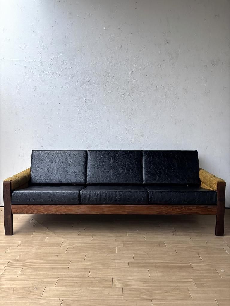 1960's ヴィンテージ 3シーター ビニールレザーソファ - アンティーク