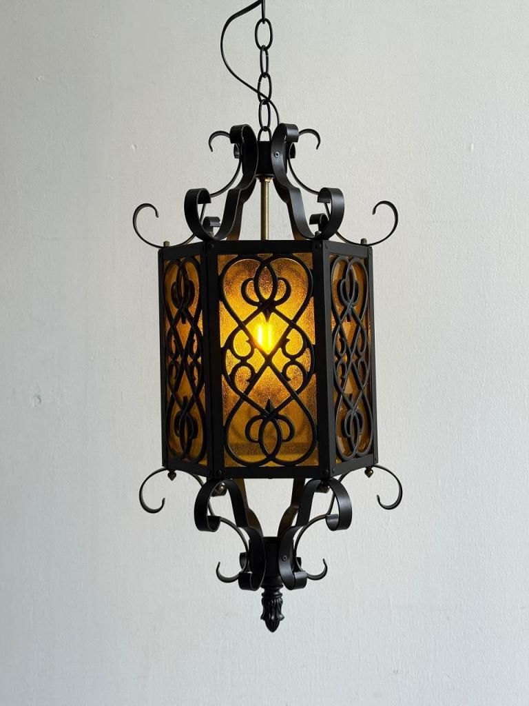 ペンダントランプ　vintage 1970's ヴィンテージ アイアンフレーム ペンダントランプ