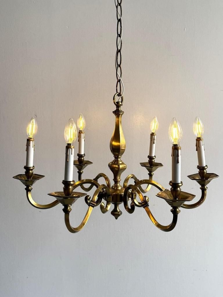 ゴールドフレーム シャンデリア 1960-70's 6灯 ゴールドフレーム シャンデリア - アンティーク
