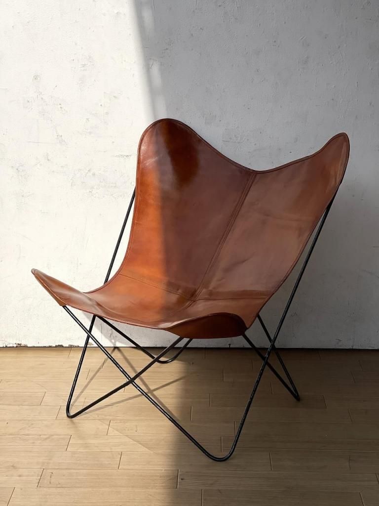 バタフライチェア　レザーチェア アンティーク ヴィンテージ 1950's ヴィンテージ レザー バタフライチェア - アンティーク