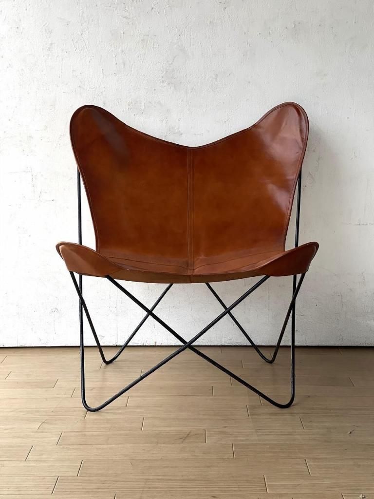 1950's ヴィンテージ レザー バタフライチェア - アンティーク