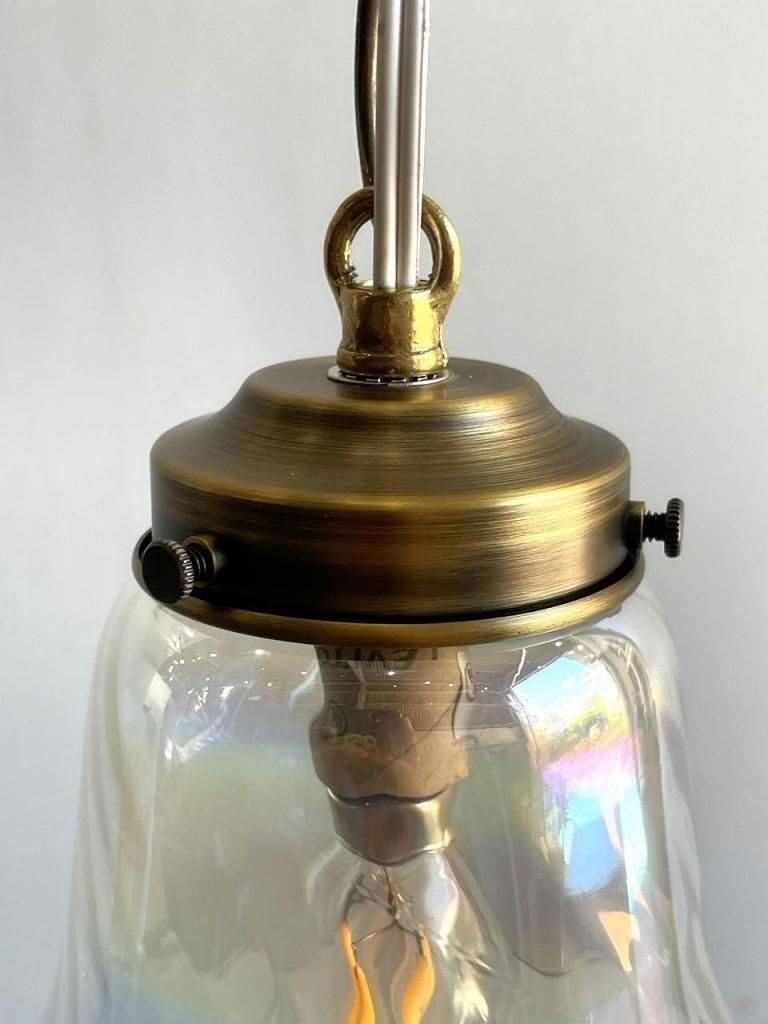 ヴィンテージ イリディセントガラス ペンダントランプ - アンティーク