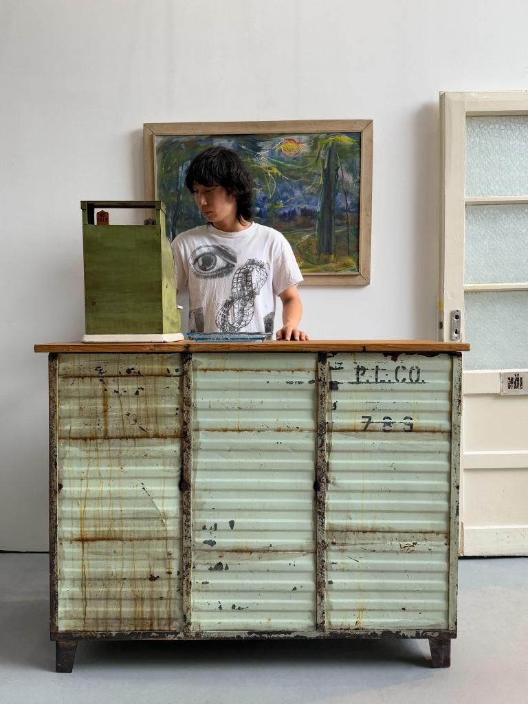 ヴィンテージ インダストリアル スチール カウンター - アンティーク