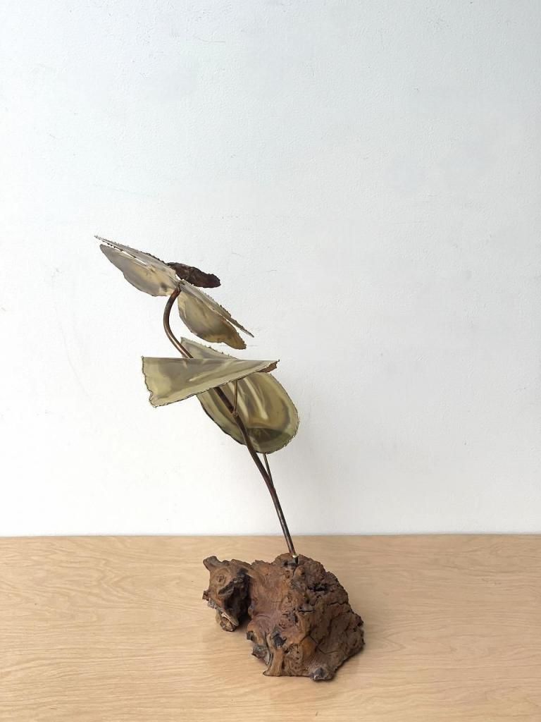 1960-70's ヴィンテージ フラワーモチーフ メタル オブジェ