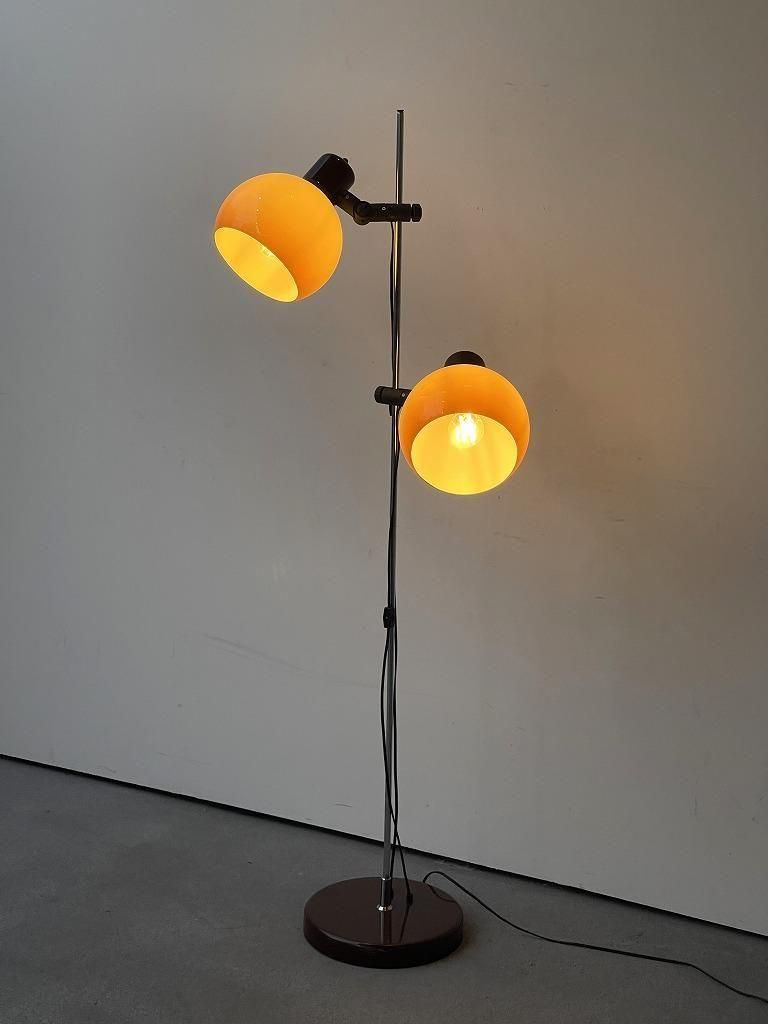 ② 米国ヴィンテージ アンダーライターズラボラトリーズ フロアランプ 1970's ヴィンテージ 2灯 プラスチック シェード フロアランプ