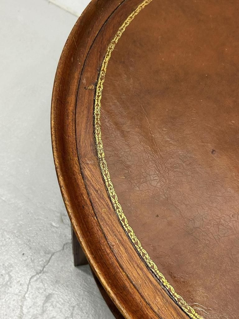 1930-40's ヴィンテージ ウッド レザートップ ローテーブル