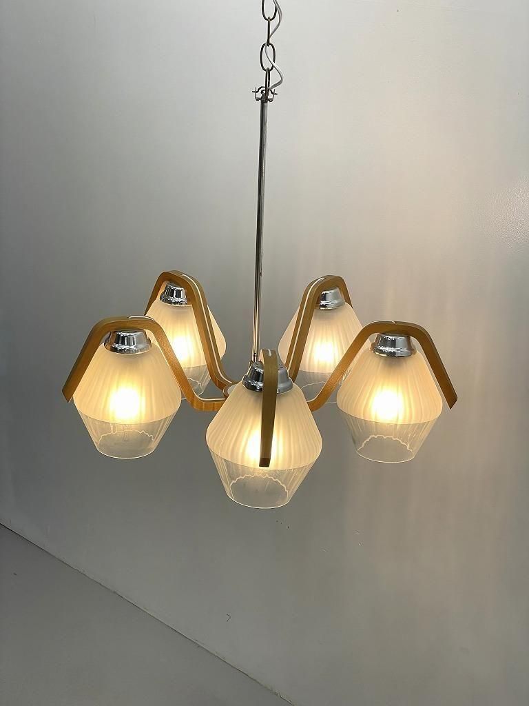 1960's DŘEVO v.d.Humpolec社製ヴィンテージ シャンデリア 1960's DŘEVO v.d.Humpolec社製 ヴィンテージ 5灯 ウッド