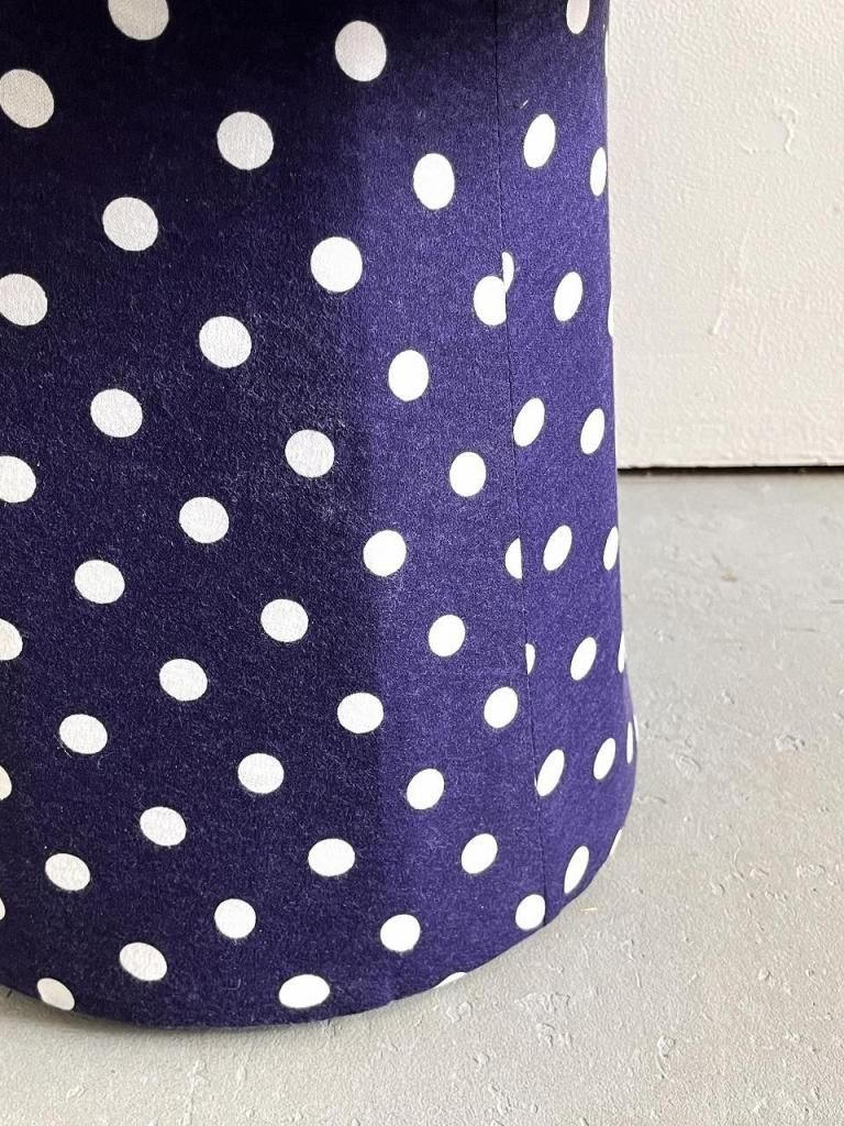 ヴィンテージ ドットパターン ファブリック マッシュルーム オットマン